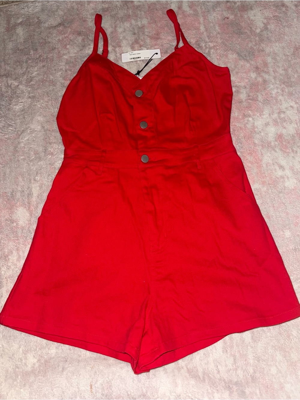 Red Spaghetti-Strap Girls' One-Piece Romper